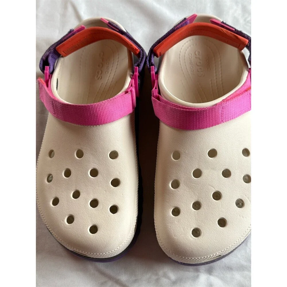 Crocs Classic Hiker Clog Multicolor Platform Trail Sole Pink Strap Mens 11
